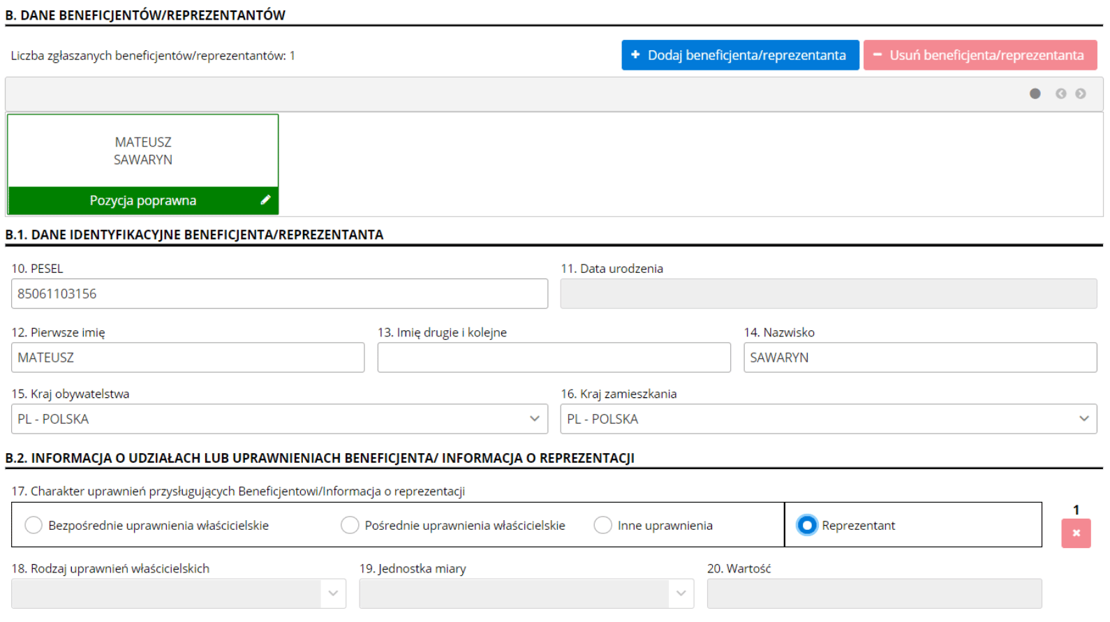 CRBR – pozycja poprawna